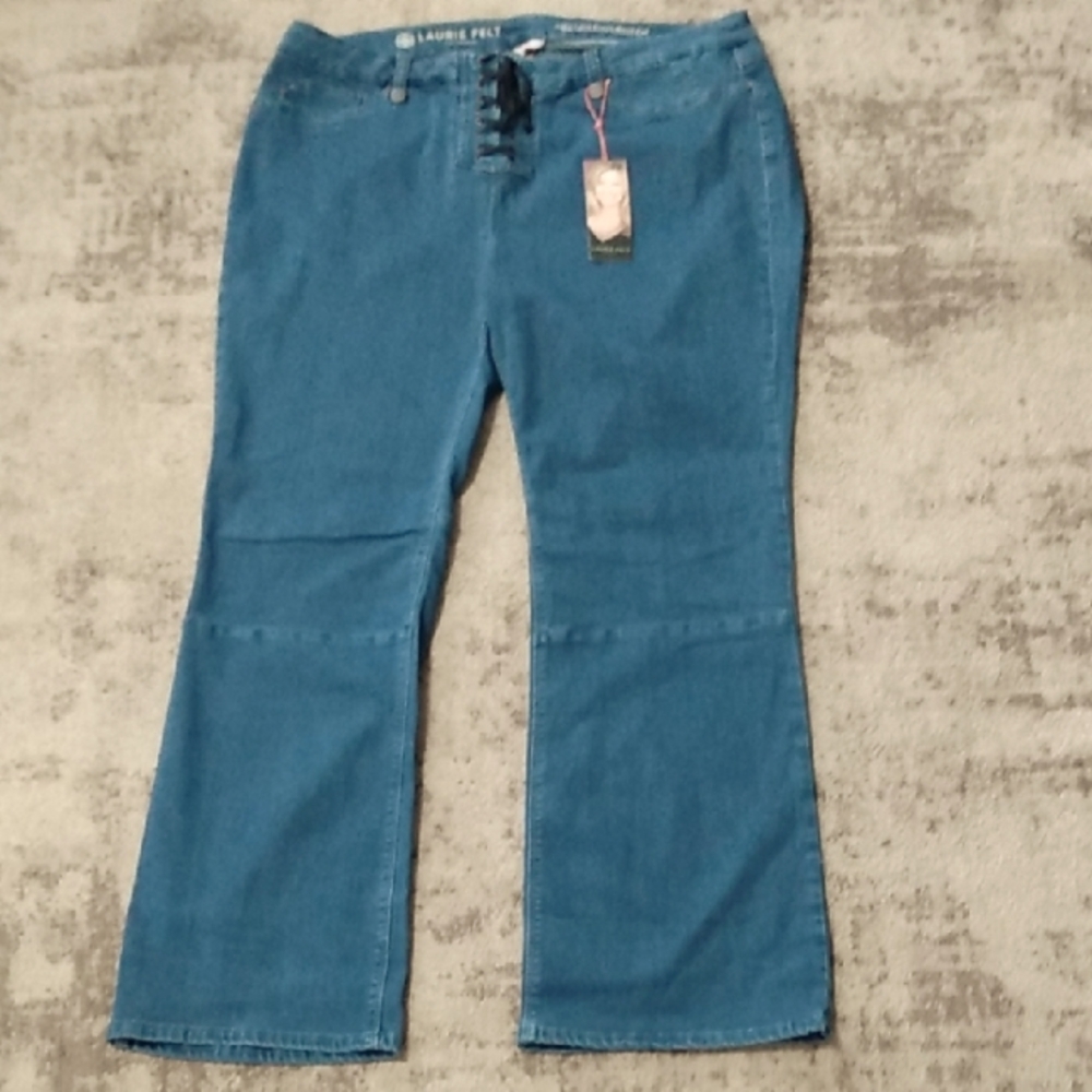Laurie‎ Felt Soft Denim Lace-Up Jeans Blue 2X NWT